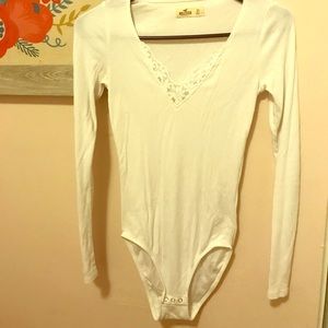 Hollister White Long Sleeve Body Suit Size XS